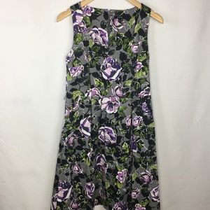 Spring Black and Purple Floral Dress Full Skirt Apt 9